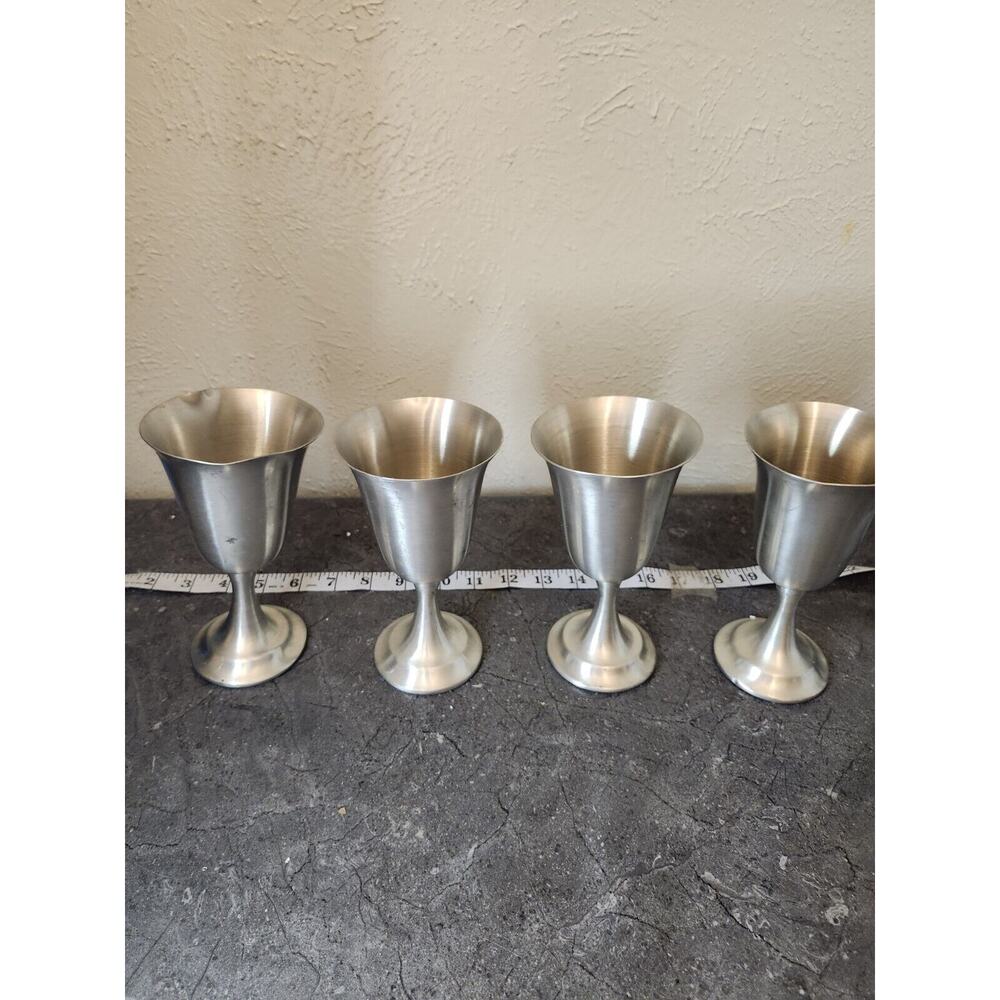 4 LEONARD Pewter Goblets‎ 4 3/4”